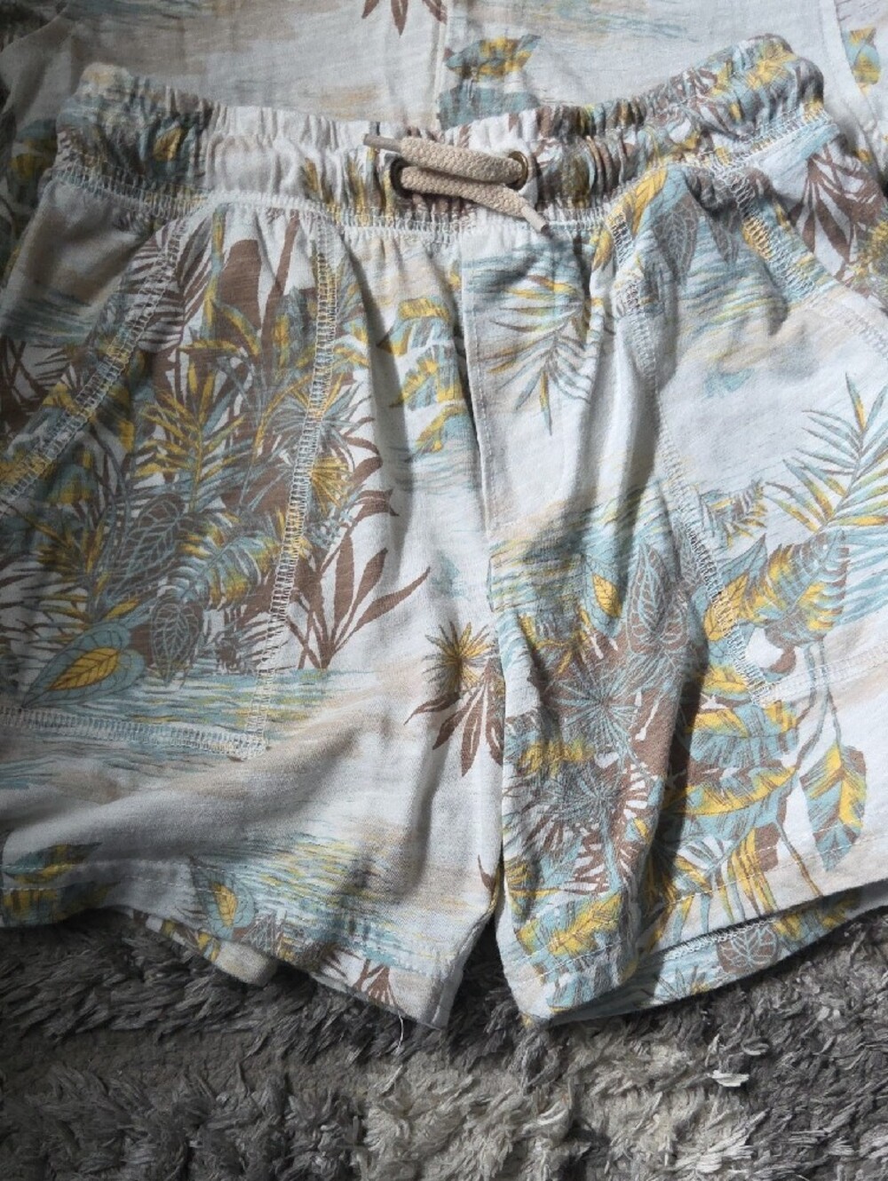 Carter's Light Blue Tropical Print Short Set with Yellow & Brown Accents - Picture 2 of 9